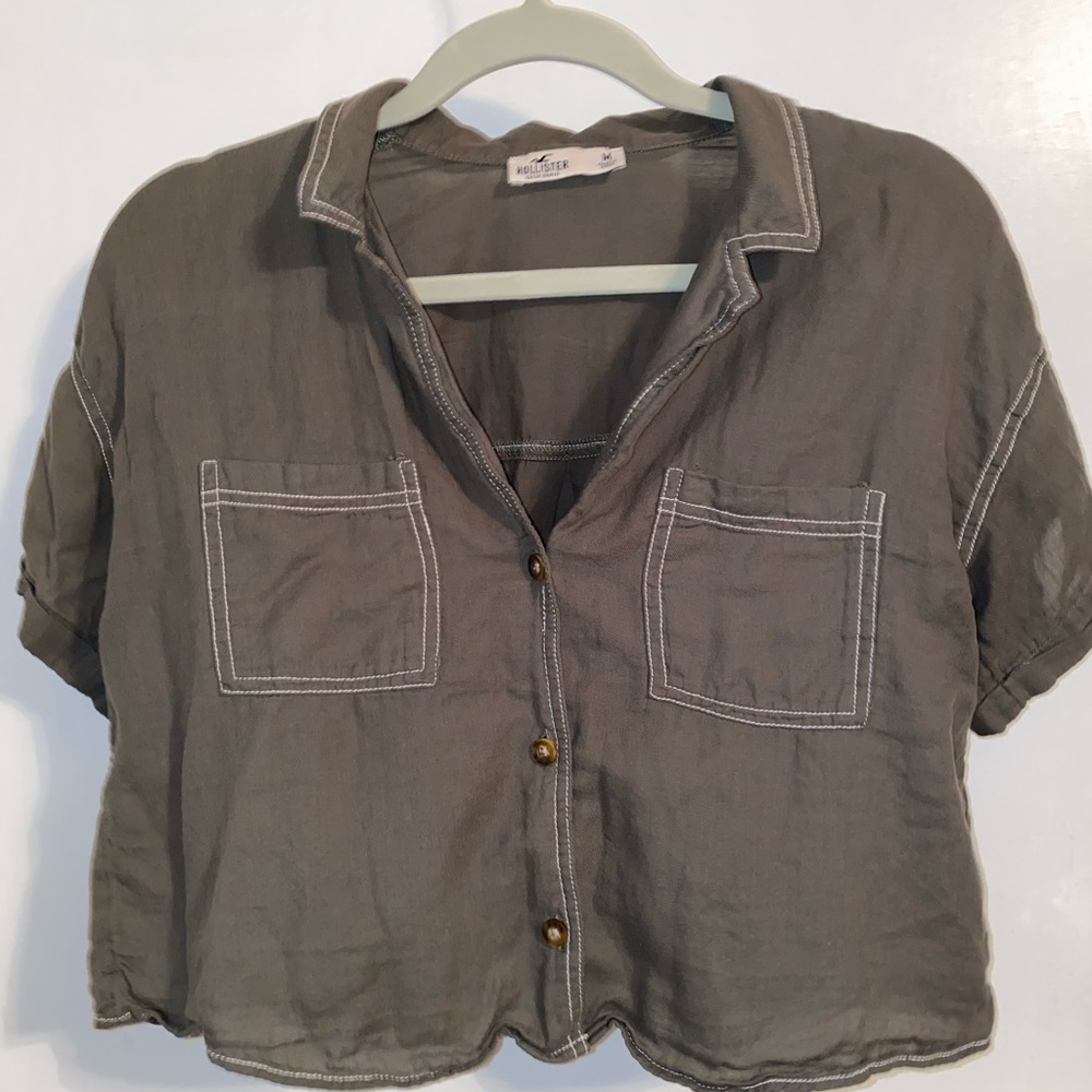 Hollister Button Up Crop Top
